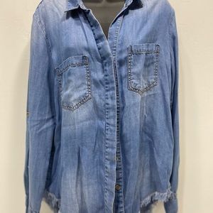 Denim button down shirt in size large